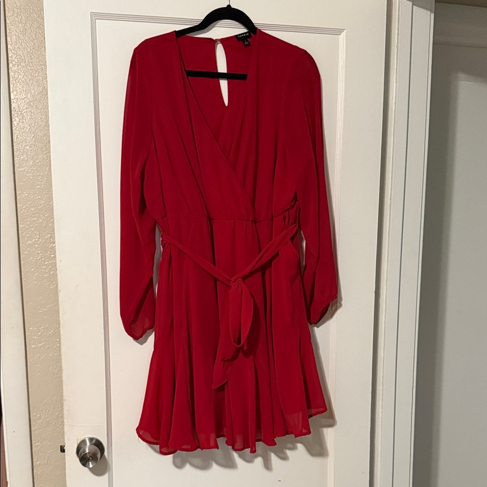 Torrid Vibrant Red Long Sleeve Dress
